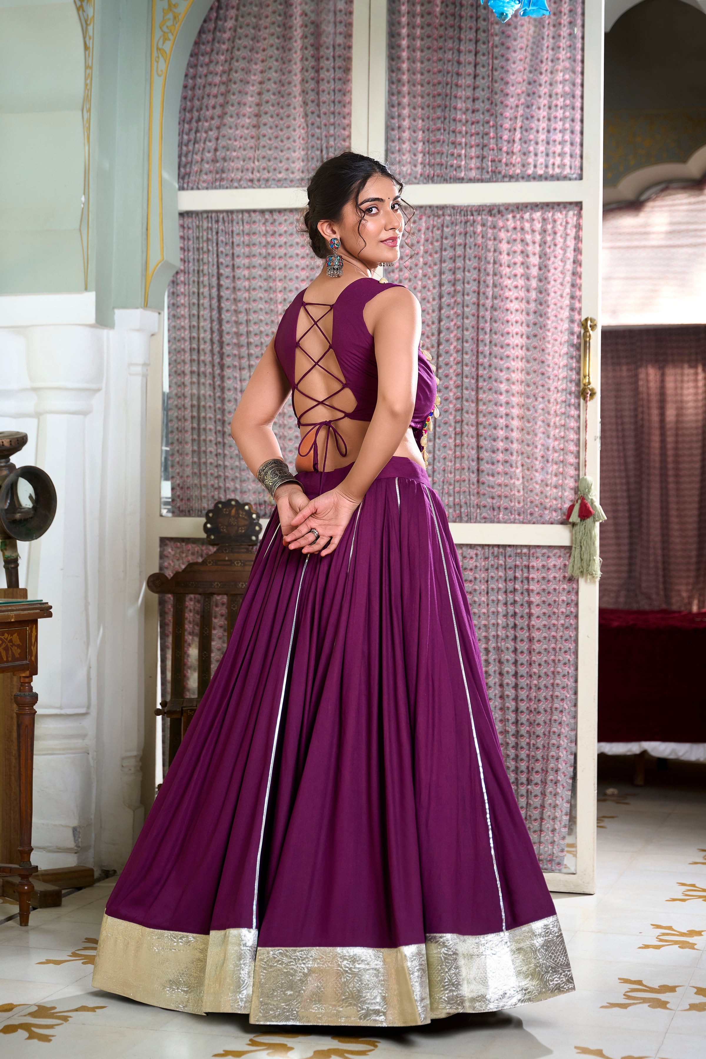 Festive Fashion atIts Best: Rayon Lehenga and Gamthi Work Blouse for Navratri β¨π